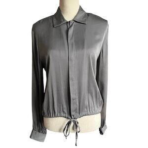 Equipment Silk Blend Gray Shirt Drawstring Hem Office core Quiet Luxury M $280